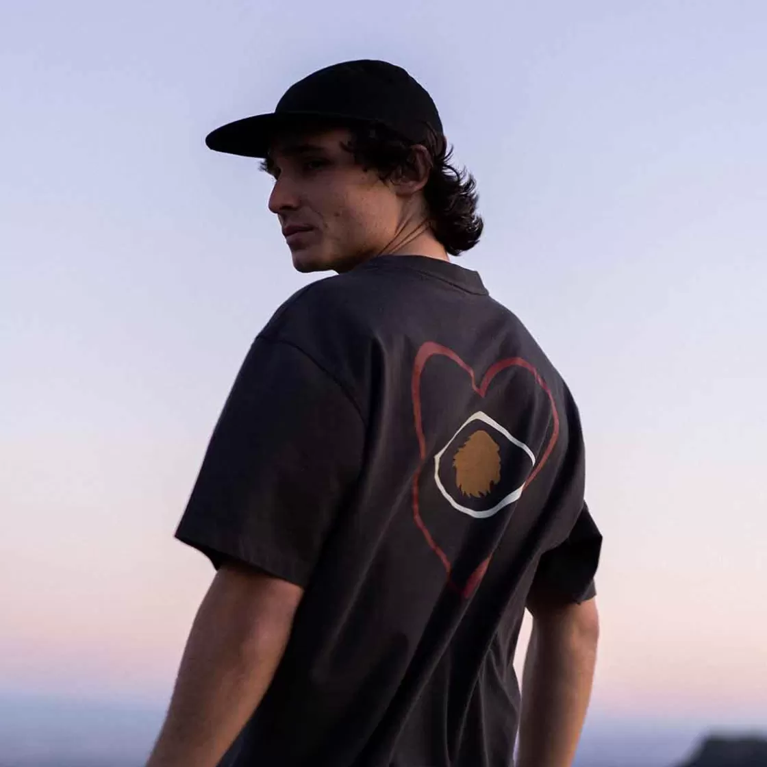 Satorisan T-shirt Oversize Organic Cotton Charcoal heart's eye Best Sale